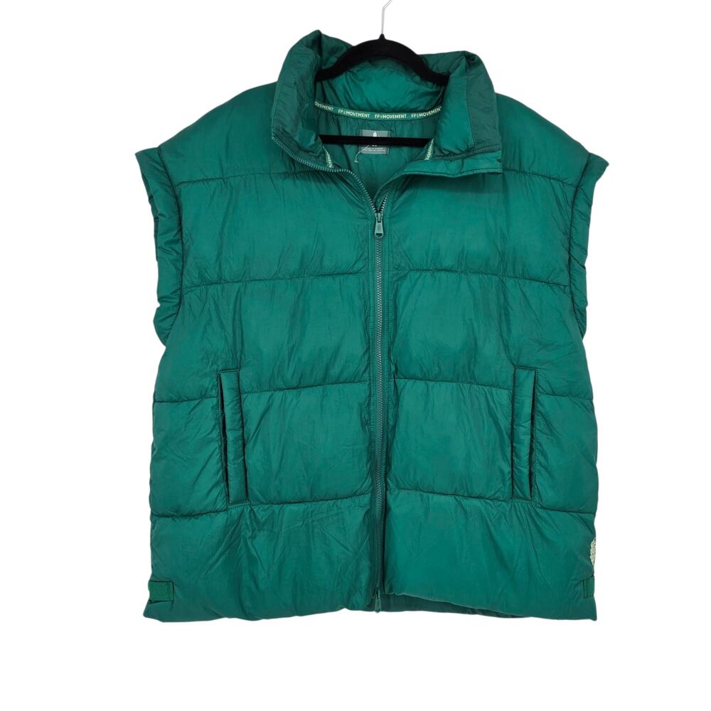 NWOT Free People Movement Green Glow In A Bubble Oversized Puffer Vest Size M